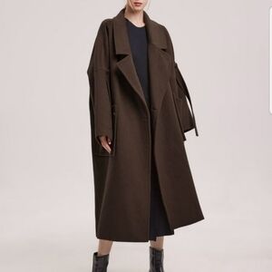 NAP Loungewear Londyn Shawl Collar 100% Merino Wool Brown Medium